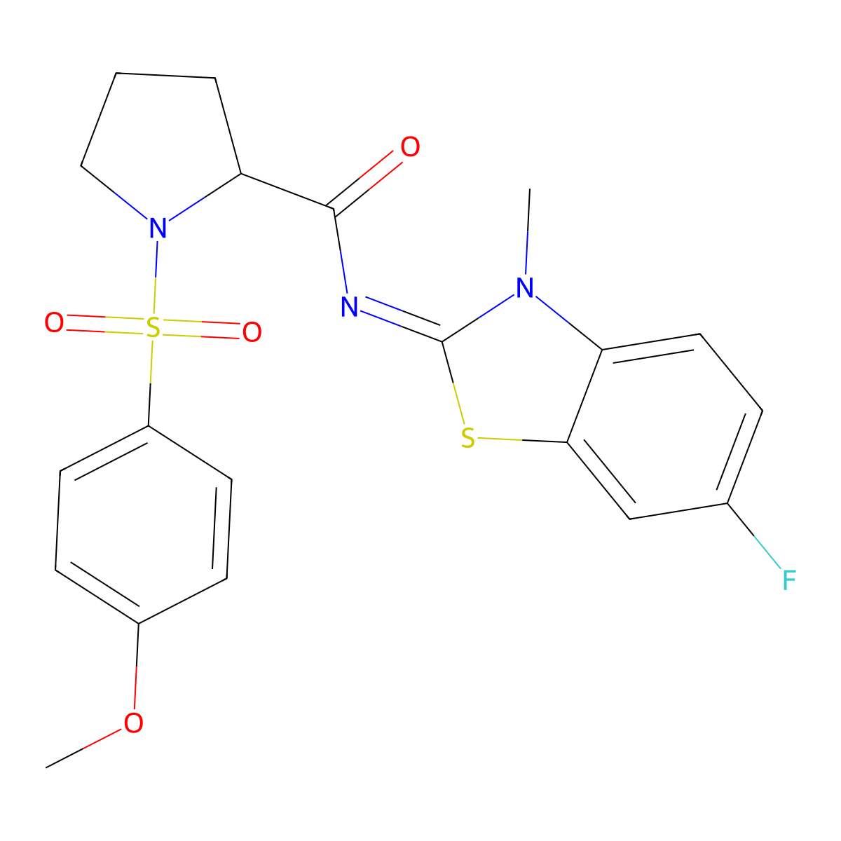 (E)-N-(6-fluoro-3-methylbenzo[d]thiazol-2(3H)-ylidene)-1-((4-methoxyphenyl)sulfonyl)pyrrolidine-2-carboxamide molecular structure, CAS 1048655-22-6