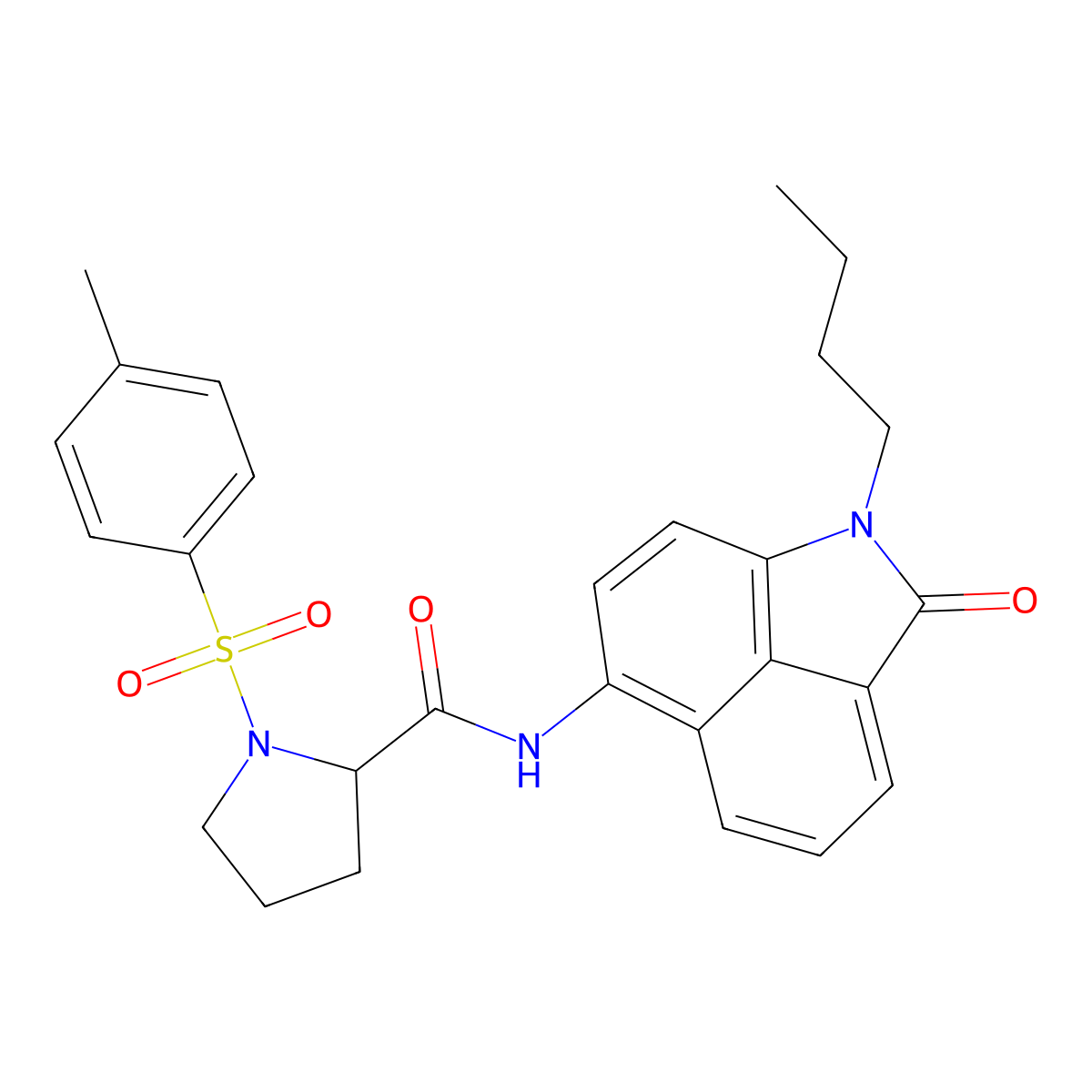 N-(1-butyl-2-oxo-1,2-dihydrobenzo[cd]indol-6-yl)-1-tosylpyrrolidine-2-carboxamide molecular structure, CAS 1048661-18-2