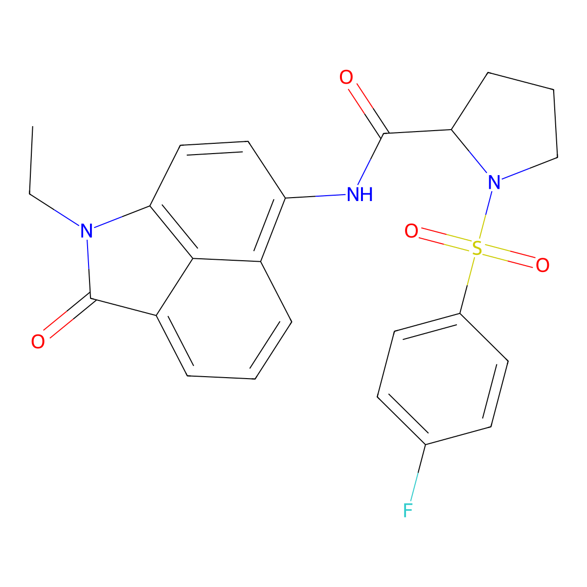 N-(1-ethyl-2-oxo-1,2-dihydrobenzo[cd]indol-6-yl)-1-((4-fluorophenyl)sulfonyl)pyrrolidine-2-carboxamide molecular structure, CAS 1048661-90-0