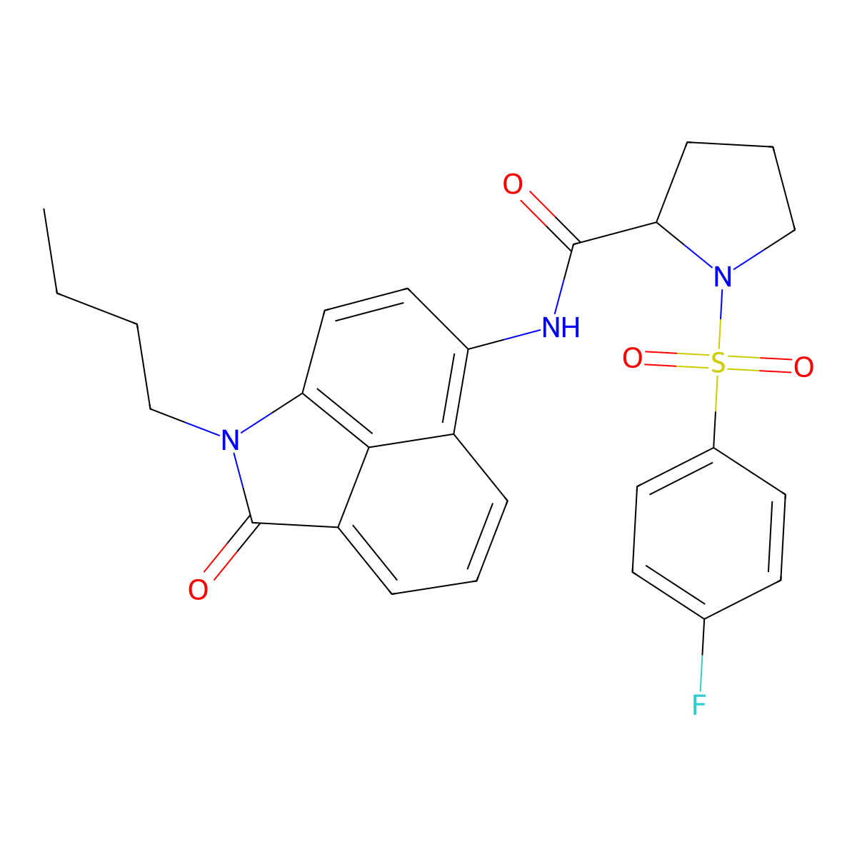 N-(1-butyl-2-oxo-1,2-dihydrobenzo[cd]indol-6-yl)-1-((4-fluorophenyl)sulfonyl)pyrrolidine-2-carboxamide molecular structure, CAS 1048662-00-5