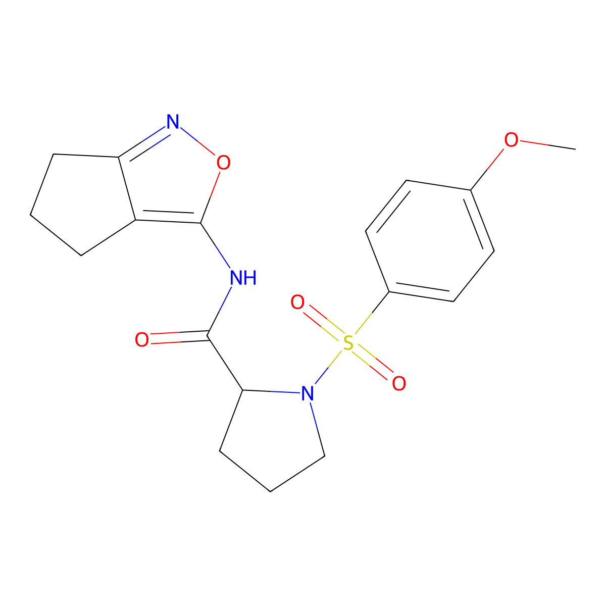 N-(5,6-dihydro-4H-cyclopenta[c]isoxazol-3-yl)-1-((4-methoxyphenyl)sulfonyl)pyrrolidine-2-carboxamide molecular structure, CAS 1048663-91-7