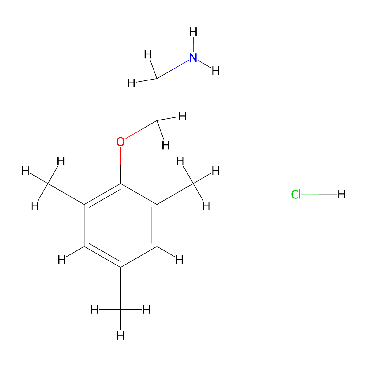 [2-(Mesityloxy)ethyl]amine hydrochloride molecular structure, CAS 1048664-12-5