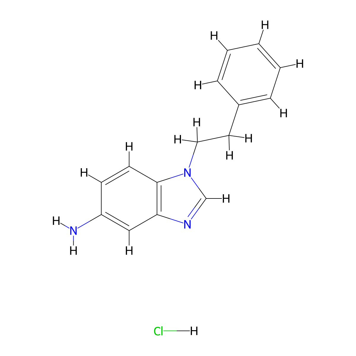 1-(2-phenylethyl)-1H-benzimidazol-5-amine hydrochloride molecular structure, CAS 1048664-16-9