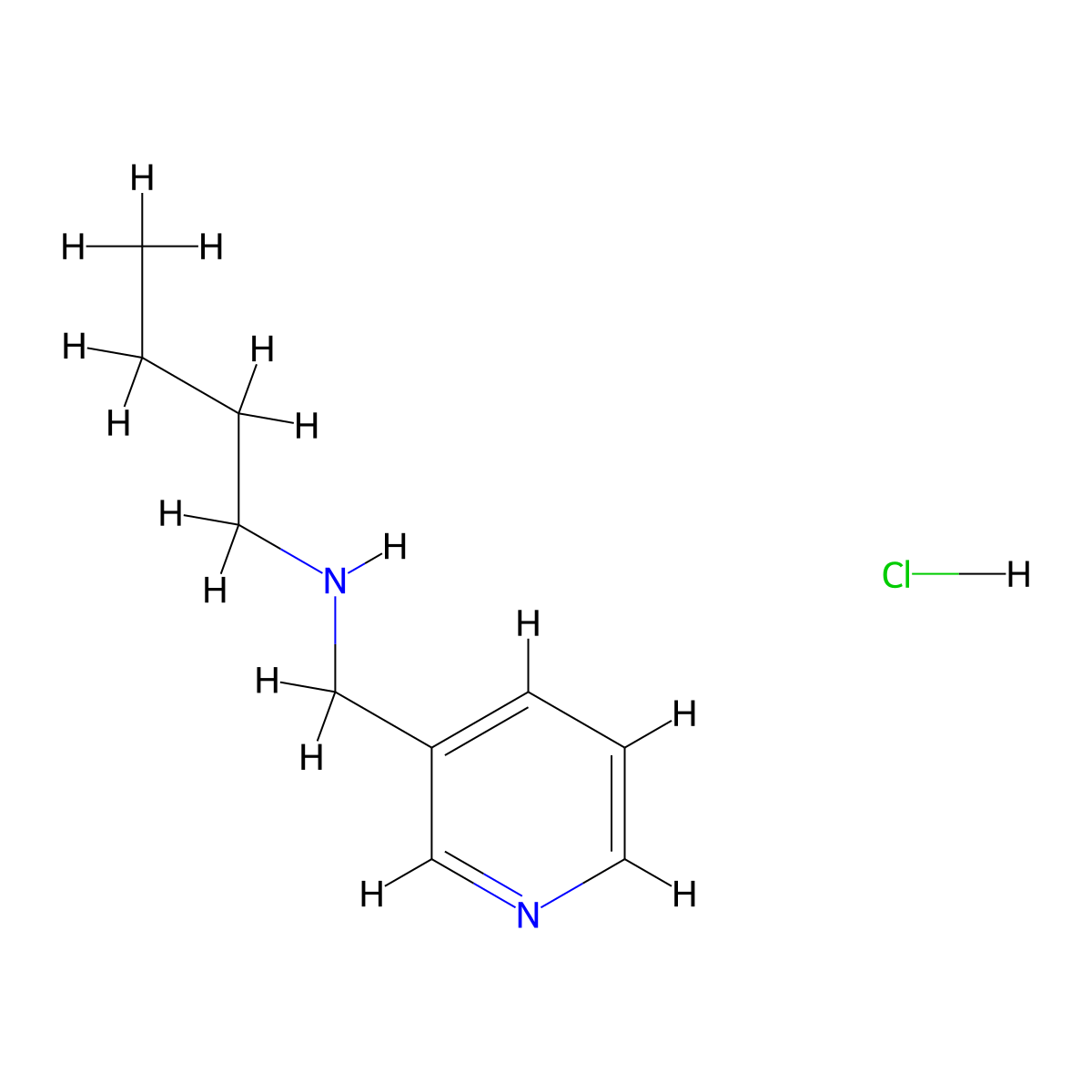 N-(3-Pyridinylmethyl)-1-butanamine hydrochloride molecular structure, CAS 1048664-28-3
