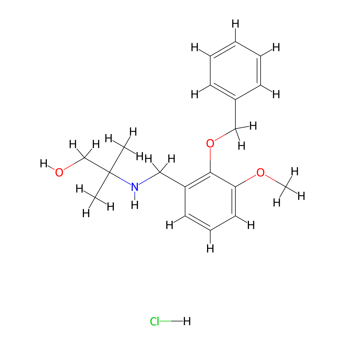 2-[(3-Methoxy-2-phenylmethoxyphenyl)methylamino]-2-methylpropan-1-ol;hydrochloride molecular structure, CAS 1048664-76-1