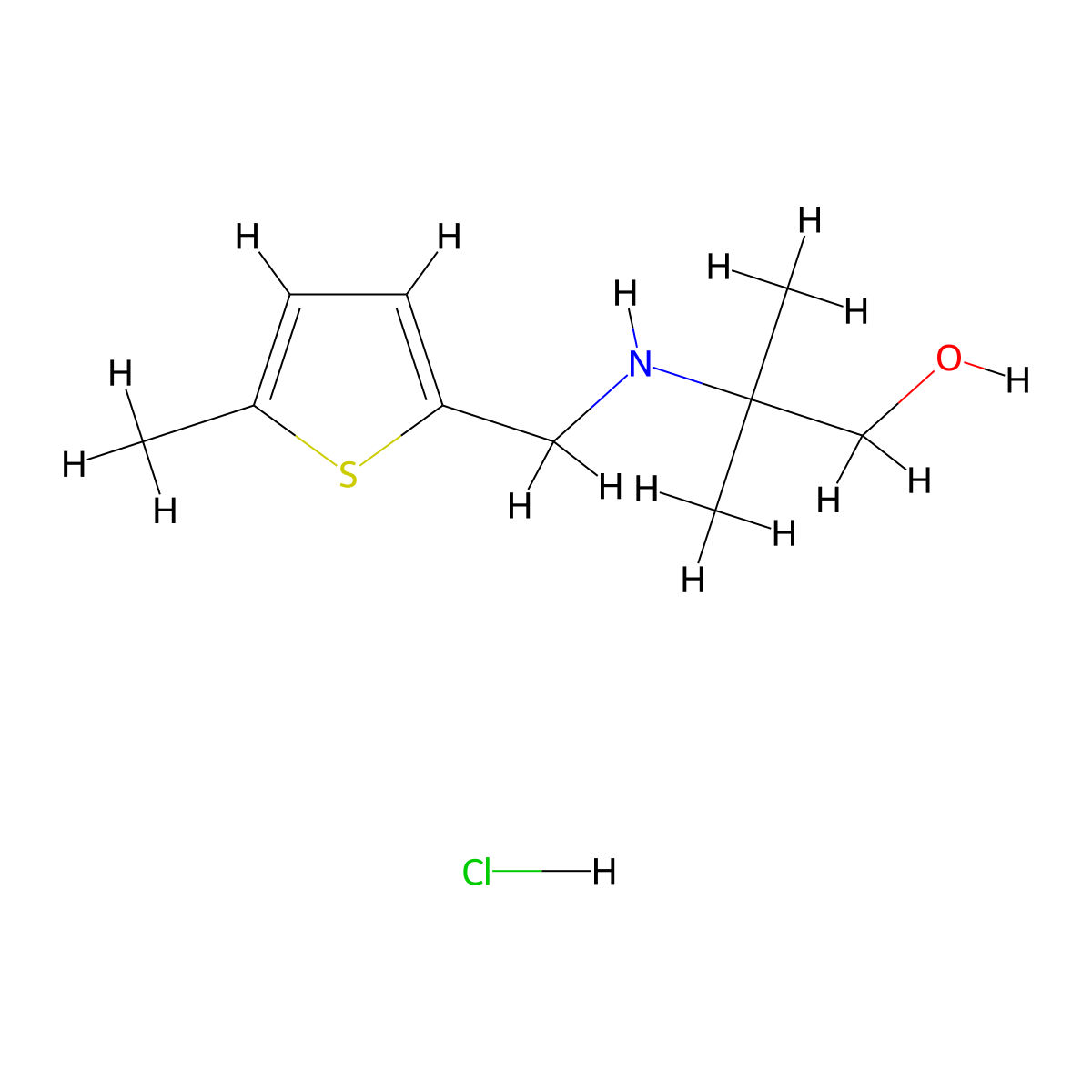 2-Methyl-2-{[(5-methyl-2-thienyl)methyl]amino}-1-propanol hydrochloride molecular structure, CAS 1048664-80-7