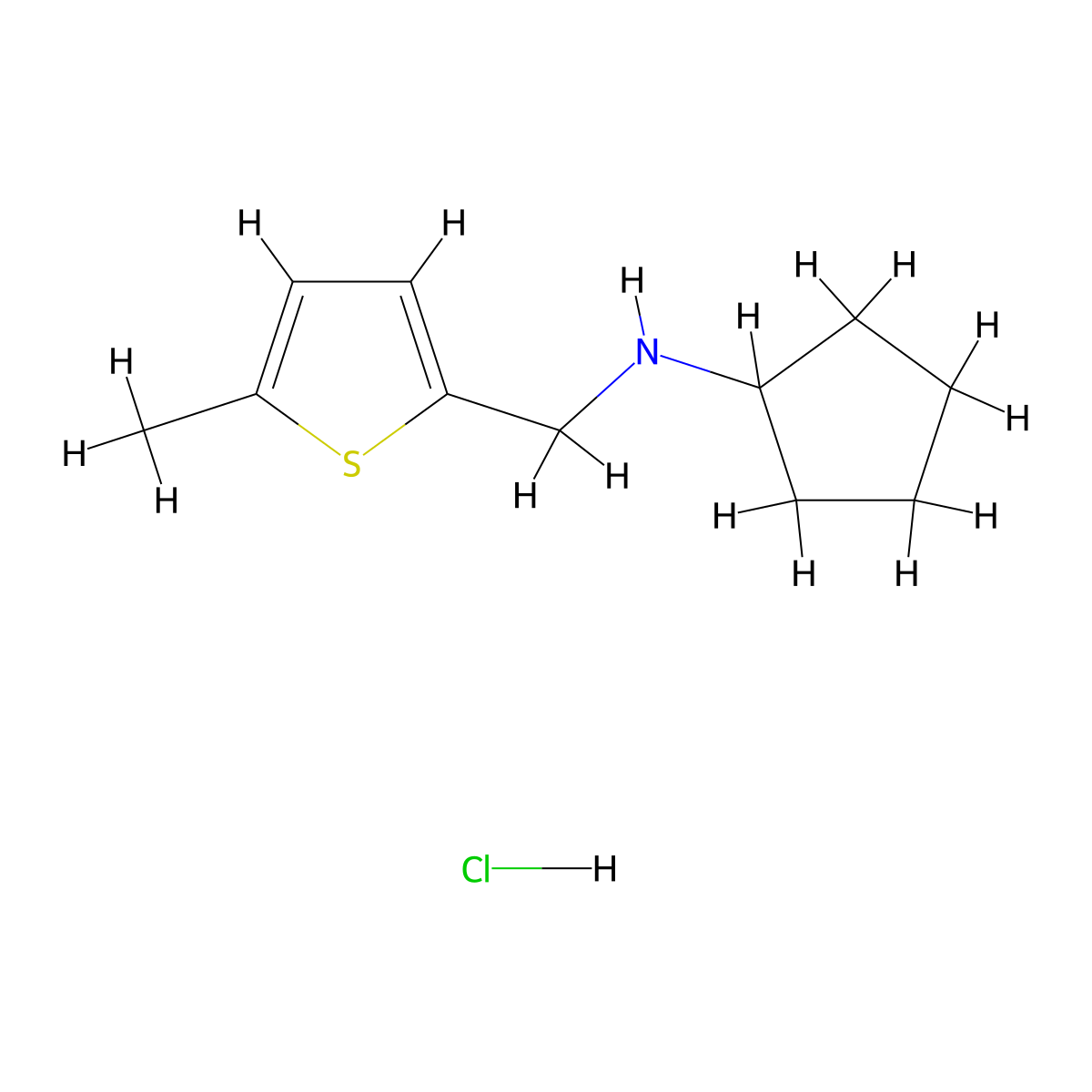 N-[(5-Methyl-2-thienyl)methyl]cyclopentanamine hydrochloride molecular structure, CAS 1048664-90-9