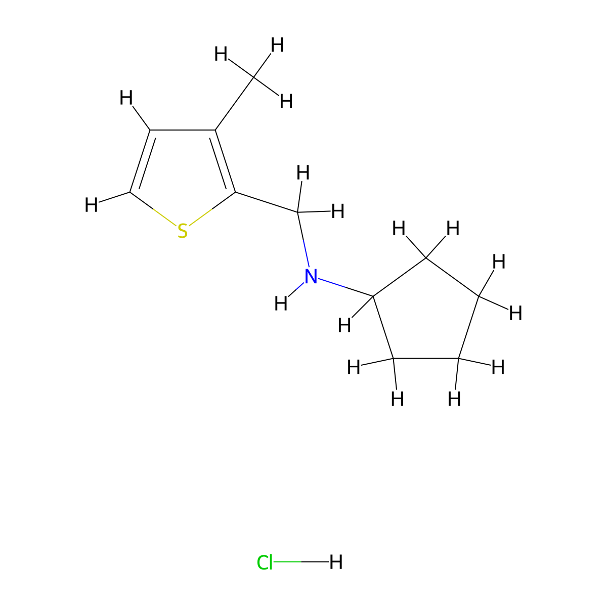 N-[(3-Methyl-2-thienyl)methyl]cyclopentanamine hydrochloride molecular structure, CAS 1048664-91-0