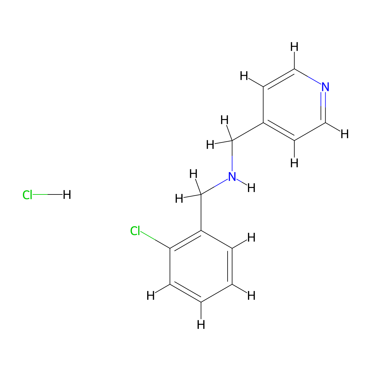 (2-Chloro-benzyl)-pyridin-4-ylmethyl-amine hydrochloride molecular structure, CAS 1048664-95-4