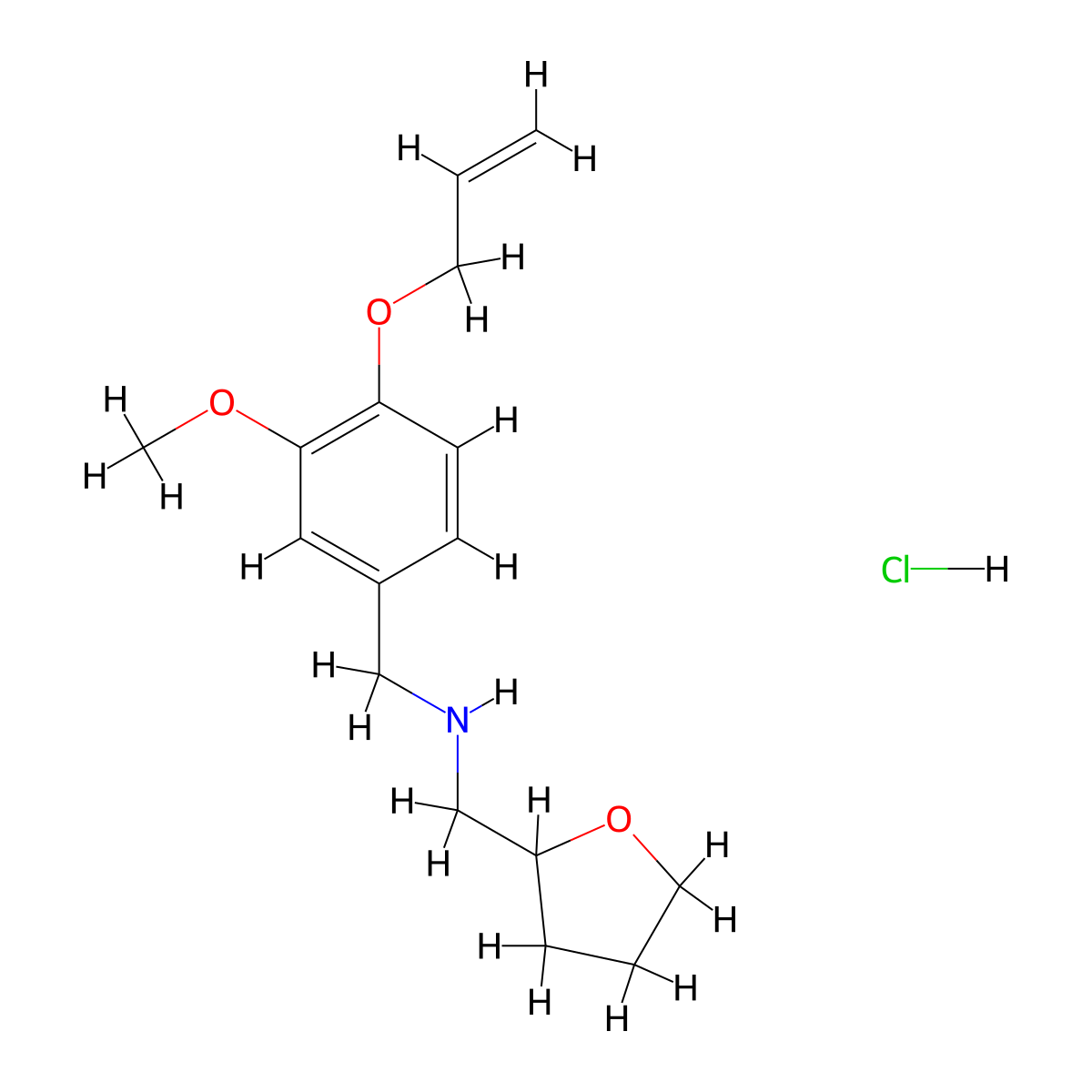 {[3-Methoxy-4-(prop-2-en-1-yloxy)phenyl]methyl}(oxolan-2-ylmethyl)amine hydrochloride molecular structure, CAS 1048673-90-0