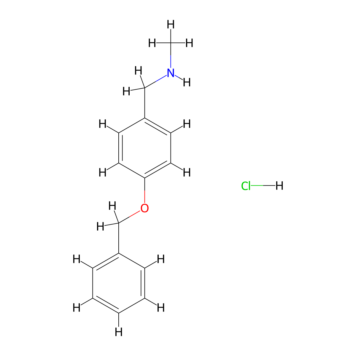 {[4-(Benzyloxy)phenyl]methyl}(methyl)amine hydrochloride molecular structure, CAS 1048674-39-0