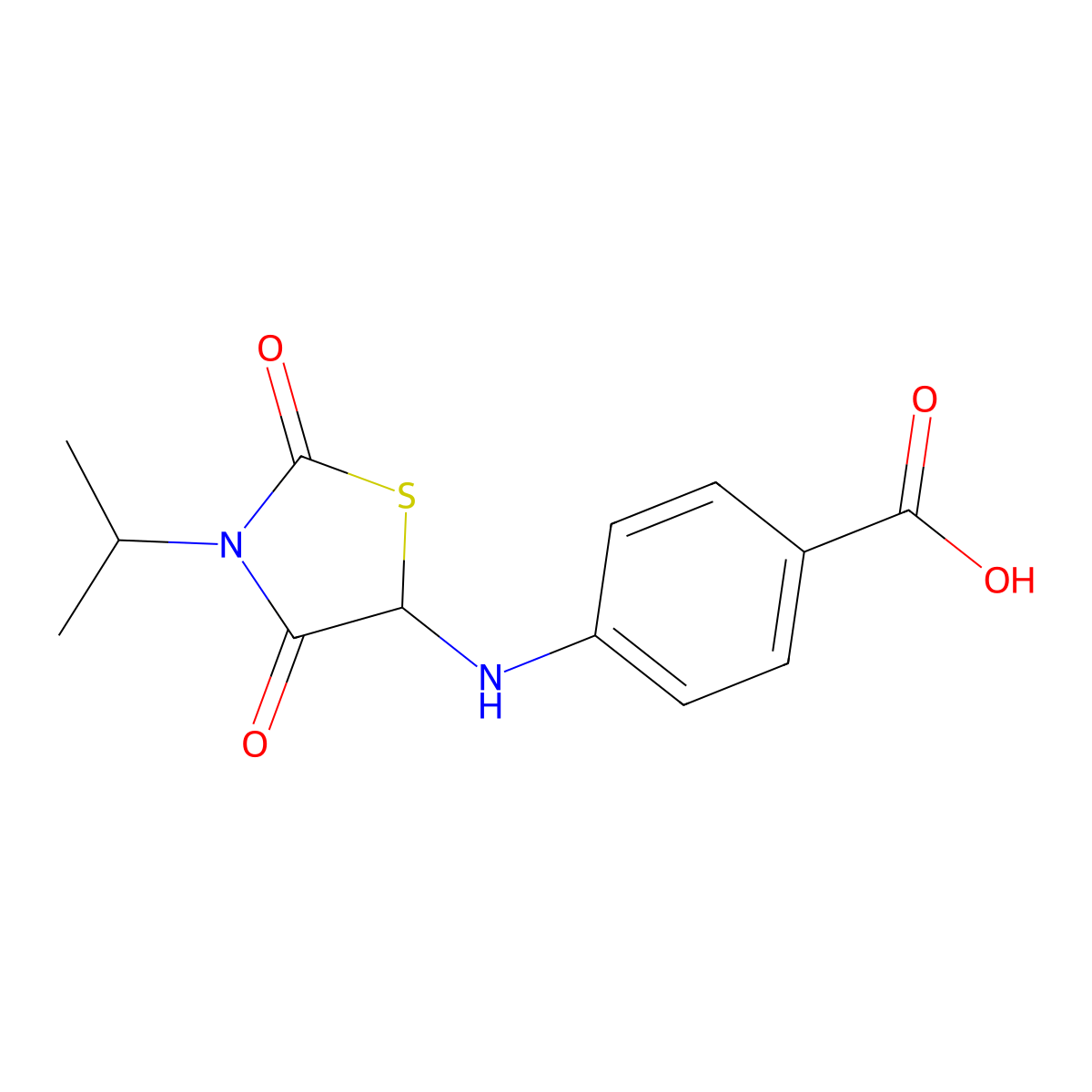 4-((3-Isopropyl-2,4-dioxothiazolidin-5-yl)amino)benzoic acid molecular structure, CAS 1048675-85-9