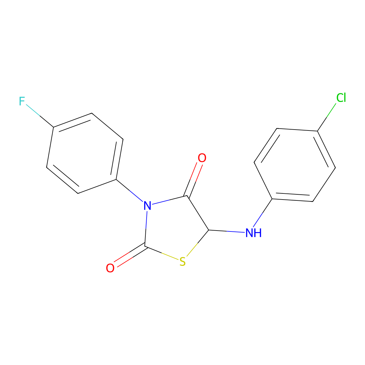 5-[(4-Chlorophenyl)amino]-3-(4-fluorophenyl)-1,3-thiazolidine-2,4-dione molecular structure, CAS 1048675-91-7