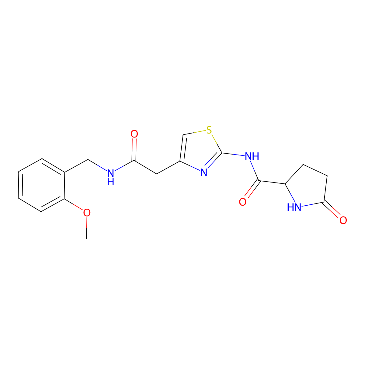 N-[4-({[(2-methoxyphenyl)methyl]carbamoyl}methyl)-1,3-thiazol-2-yl]-5-oxopyrrolidine-2-carboxamide molecular structure, CAS 1048677-30-0