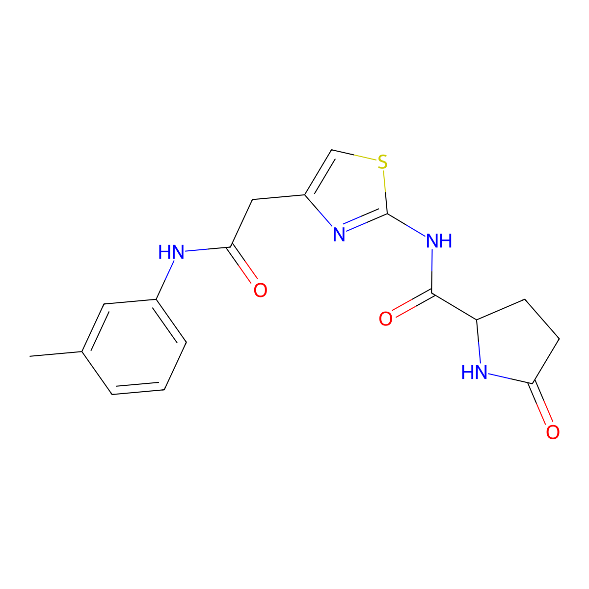 5-oxo-N-(4-(2-oxo-2-(m-tolylamino)ethyl)thiazol-2-yl)pyrrolidine-2-carboxamide molecular structure, CAS 1048677-66-2