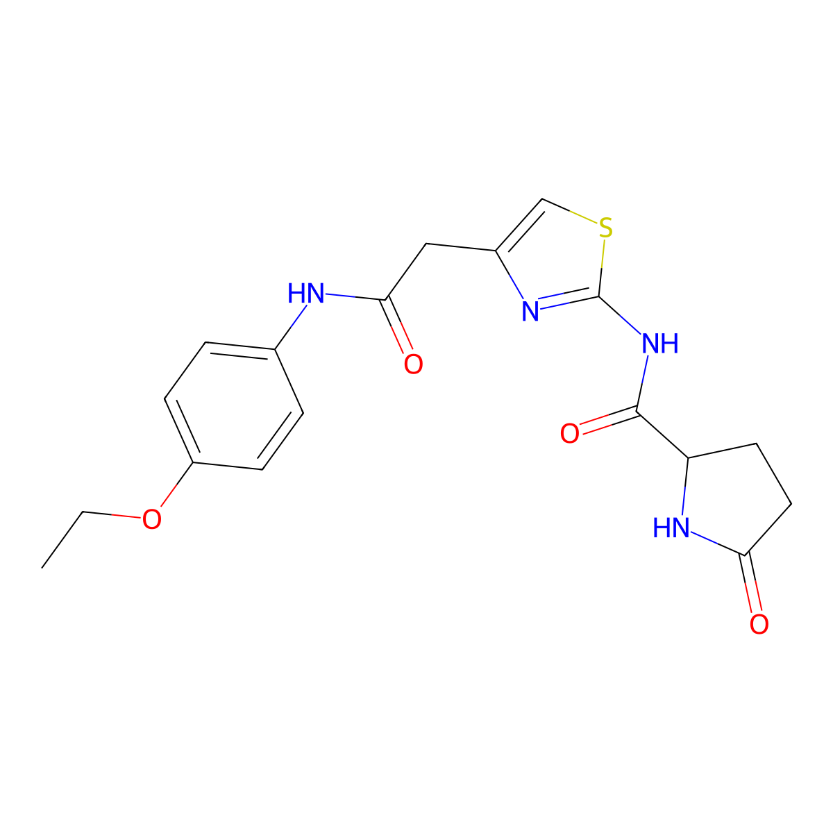 N-(4-(2-((4-ethoxyphenyl)amino)-2-oxoethyl)thiazol-2-yl)-5-oxopyrrolidine-2-carboxamide molecular structure, CAS 1048678-25-6