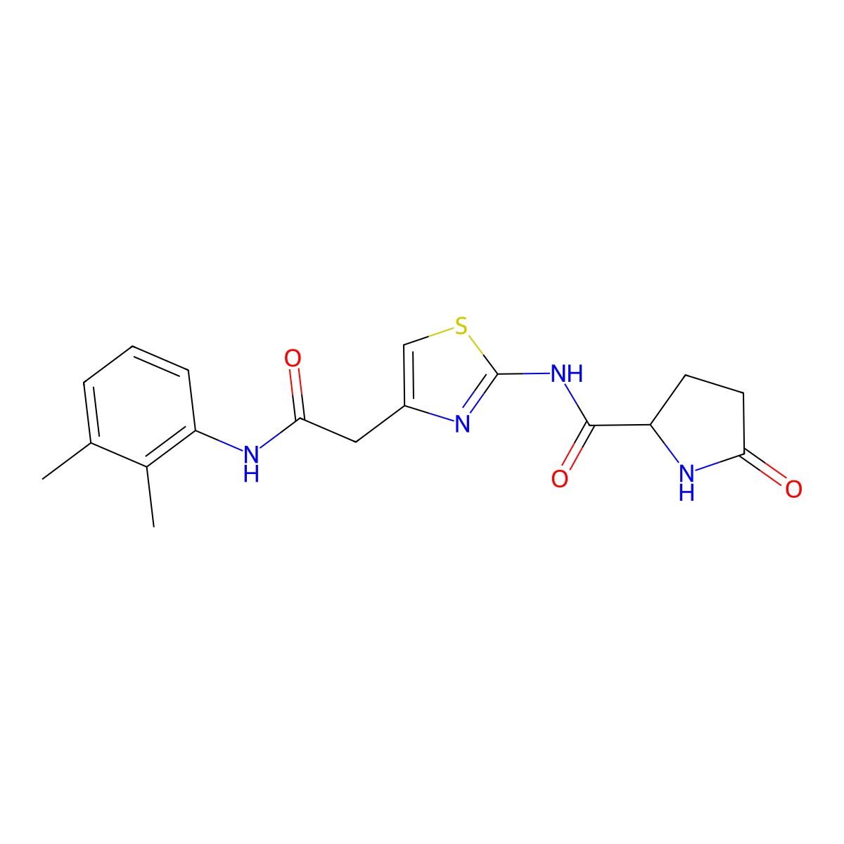 N-(4-(2-((2,3-dimethylphenyl)amino)-2-oxoethyl)thiazol-2-yl)-5-oxopyrrolidine-2-carboxamide molecular structure, CAS 1048678-38-1