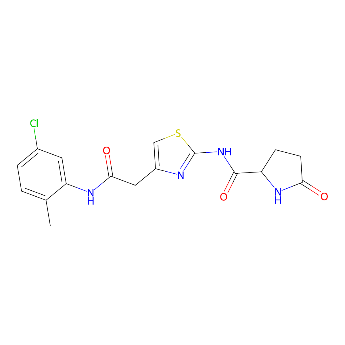 N-(4-{[(5-chloro-2-methylphenyl)carbamoyl]methyl}-1,3-thiazol-2-yl)-5-oxopyrrolidine-2-carboxamide molecular structure, CAS 1048678-50-7