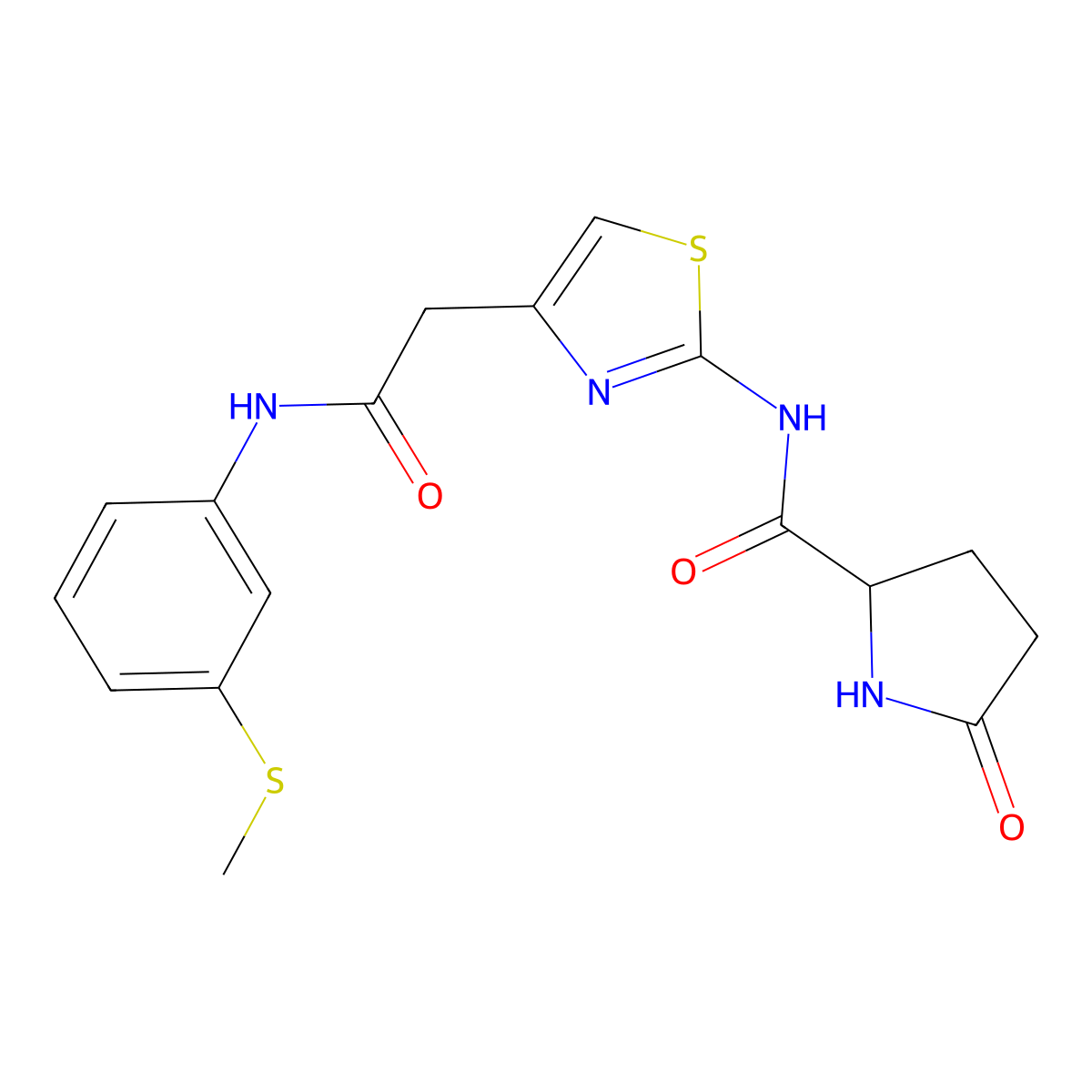 N-(4-(2-((3-(methylthio)phenyl)amino)-2-oxoethyl)thiazol-2-yl)-5-oxopyrrolidine-2-carboxamide molecular structure, CAS 1048678-88-1