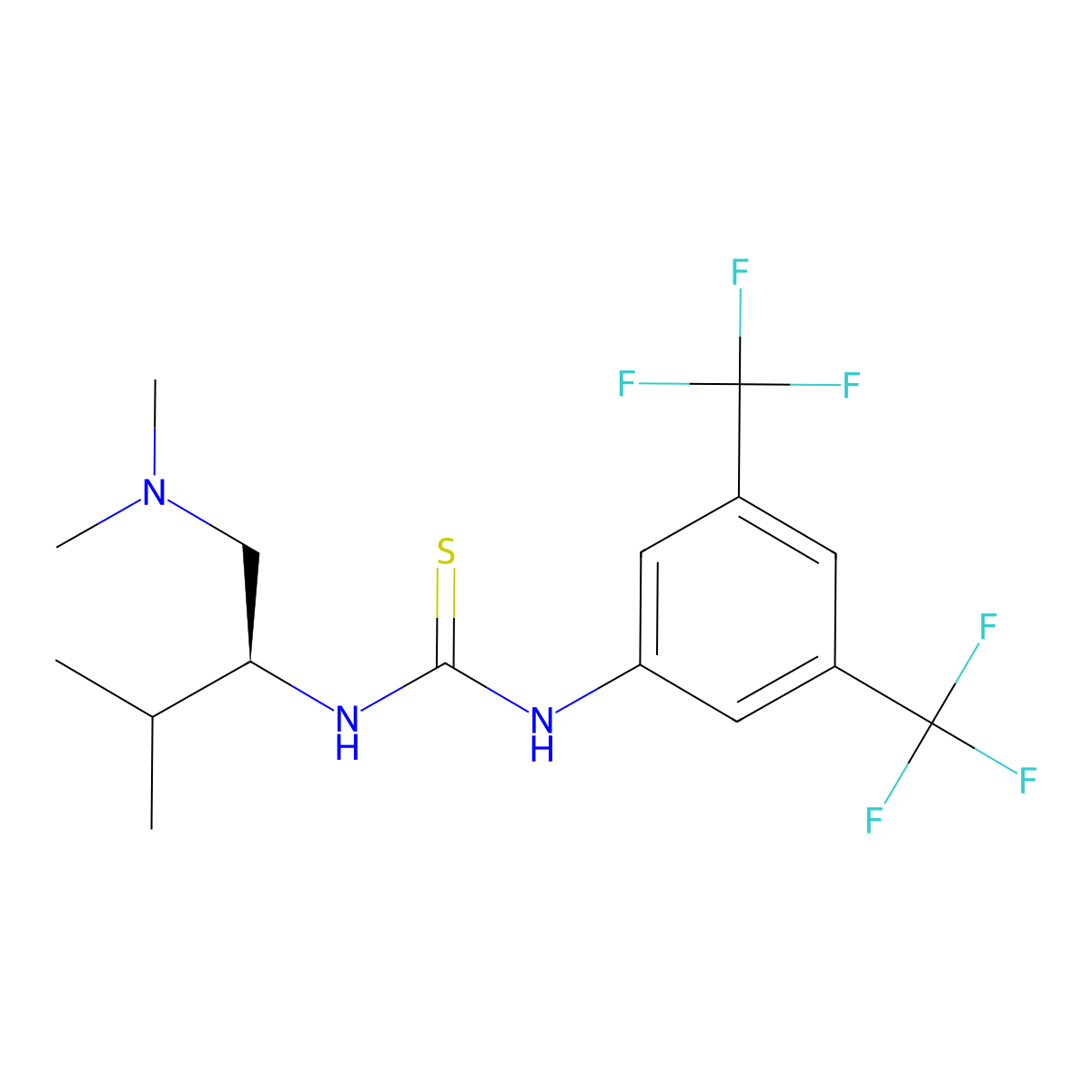 (S)-1-(3,5-Bis(trifluoromethyl)phenyl)-3-(1-(dimethylamino)-3-methylbutan-2-yl)thiourea molecular structure, CAS 1048692-50-7