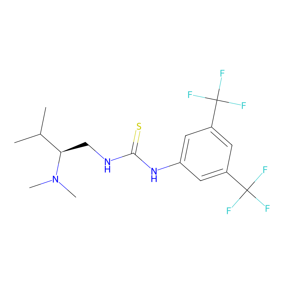 (S)-1-(3,5-Bis(trifluoromethyl)phenyl)-3-(2-(dimethylamino)-3-methylbutyl)thiourea molecular structure, CAS 1048692-60-9