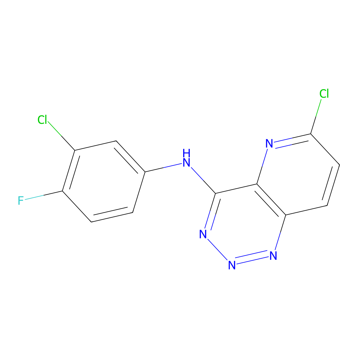 6-Chloro-N-(3-chloro-4-fluorophenyl)pyrido[3,2-D][1,2,3]triazin-4-amine molecular structure, CAS 1048699-24-6