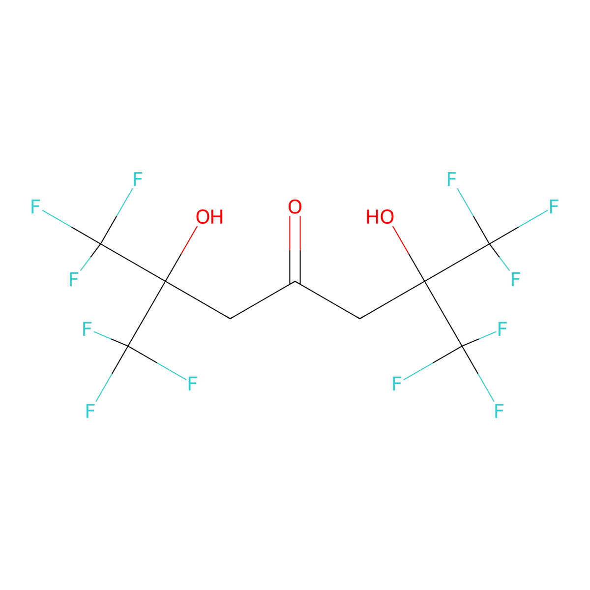 4-Heptanone, 2,6-bis(trifluoromethyl)-2,6-dihydroxy-1,1,1,7,7,7-hexafluoro- molecular structure, CAS 10487-11-3