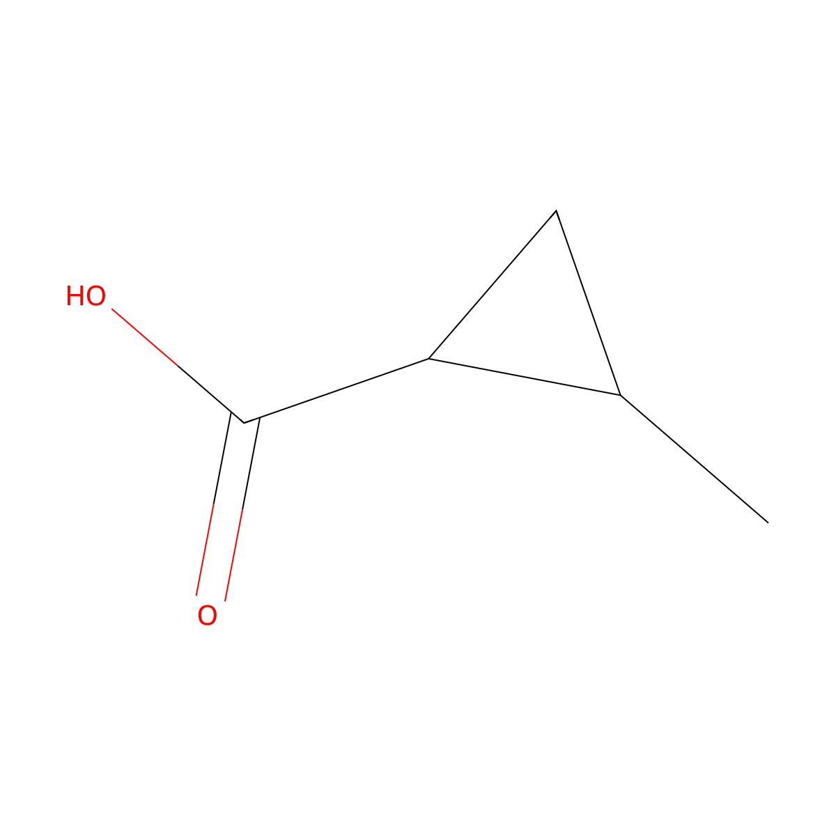 rel-(1R,2R)-2-Methylcyclopropanecarboxylic acid molecular structure, CAS 10487-86-2