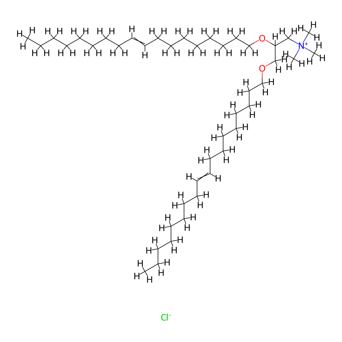 N,N,N-Trimethyl-2,3-bis(octadec-9-en-1-yloxy)propan-1-aminium chloride molecular structure, CAS 104872-42-6