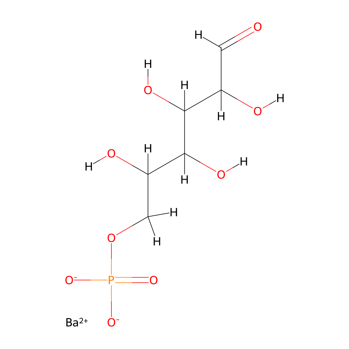 Barium(2+);(2,3,4,5-tetrahydroxy-6-oxohexyl) phosphate molecular structure, CAS 104872-94-8