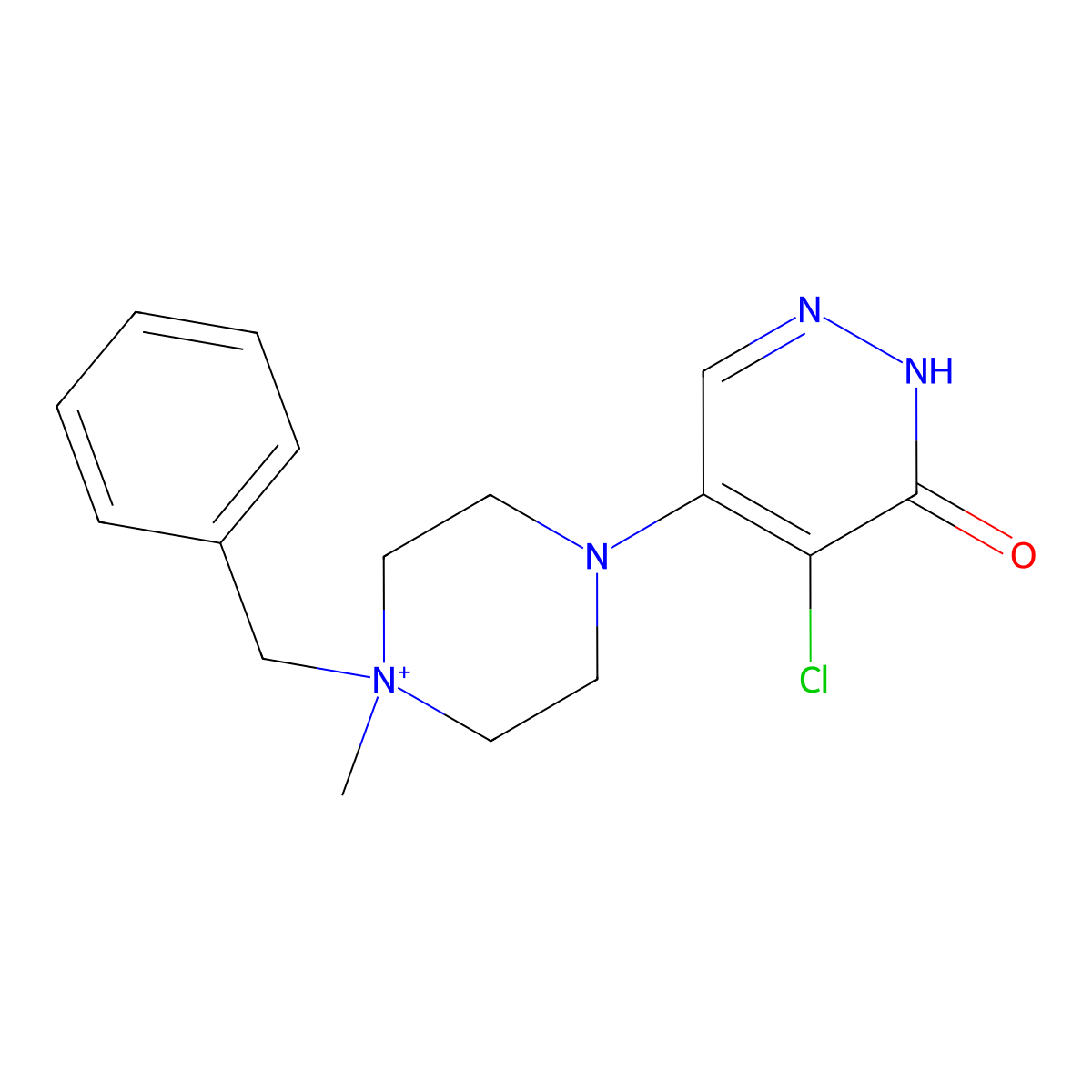 1-Benzyl-4-(5-chloro-6-oxo-1,6-dihydro-4-pyridazinyl)-1-methylpiperazin-1-ium molecular structure, CAS 1048735-49-4