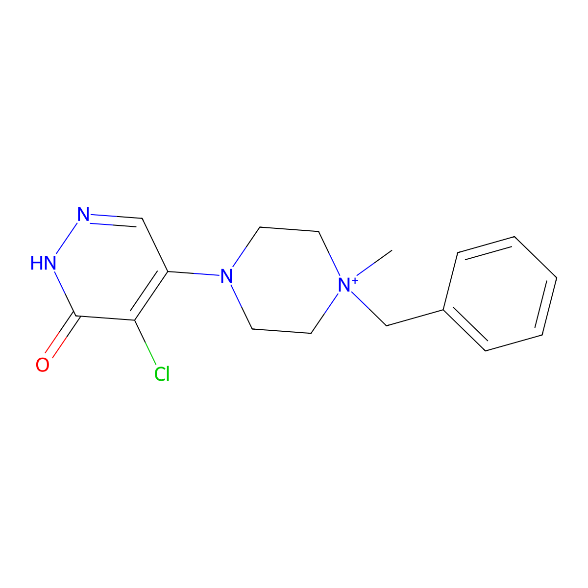 1-Benzyl-4-(5-chloro-6-oxo-1,6-dihydro-4-pyridazinyl)-1-methylpiperazin-1-ium molecular structure, CAS 1048735-49-4