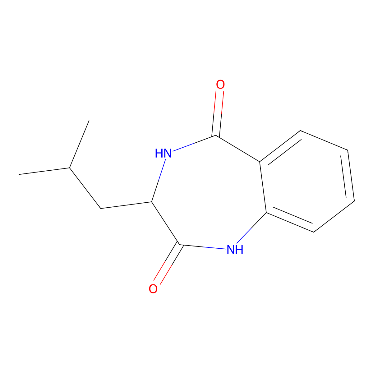 (3S)-3-isobutyl-3,4-dihydro-1H-1,4-benzodiazepine-2,5-dione molecular structure, CAS 104874-01-3