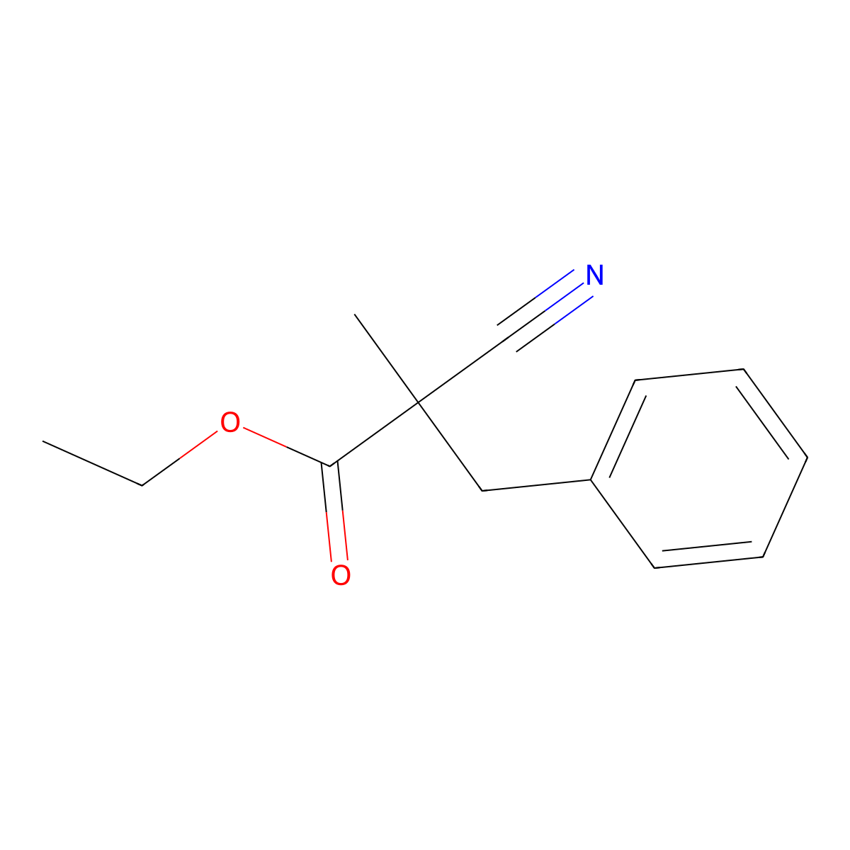 Ethyl 2-cyano-2-methyl-3-phenylpropanoate molecular structure, CAS 104876-35-9