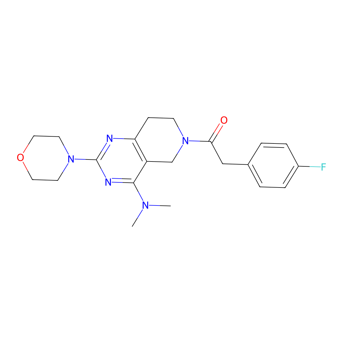 1-(4-(Dimethylamino)-2-morpholino-7,8-dihydropyrido[4,3-d]pyrimidin-6(5H)-yl)-2-(4-fluorophenyl)ethanone molecular structure, CAS 1048875-26-8