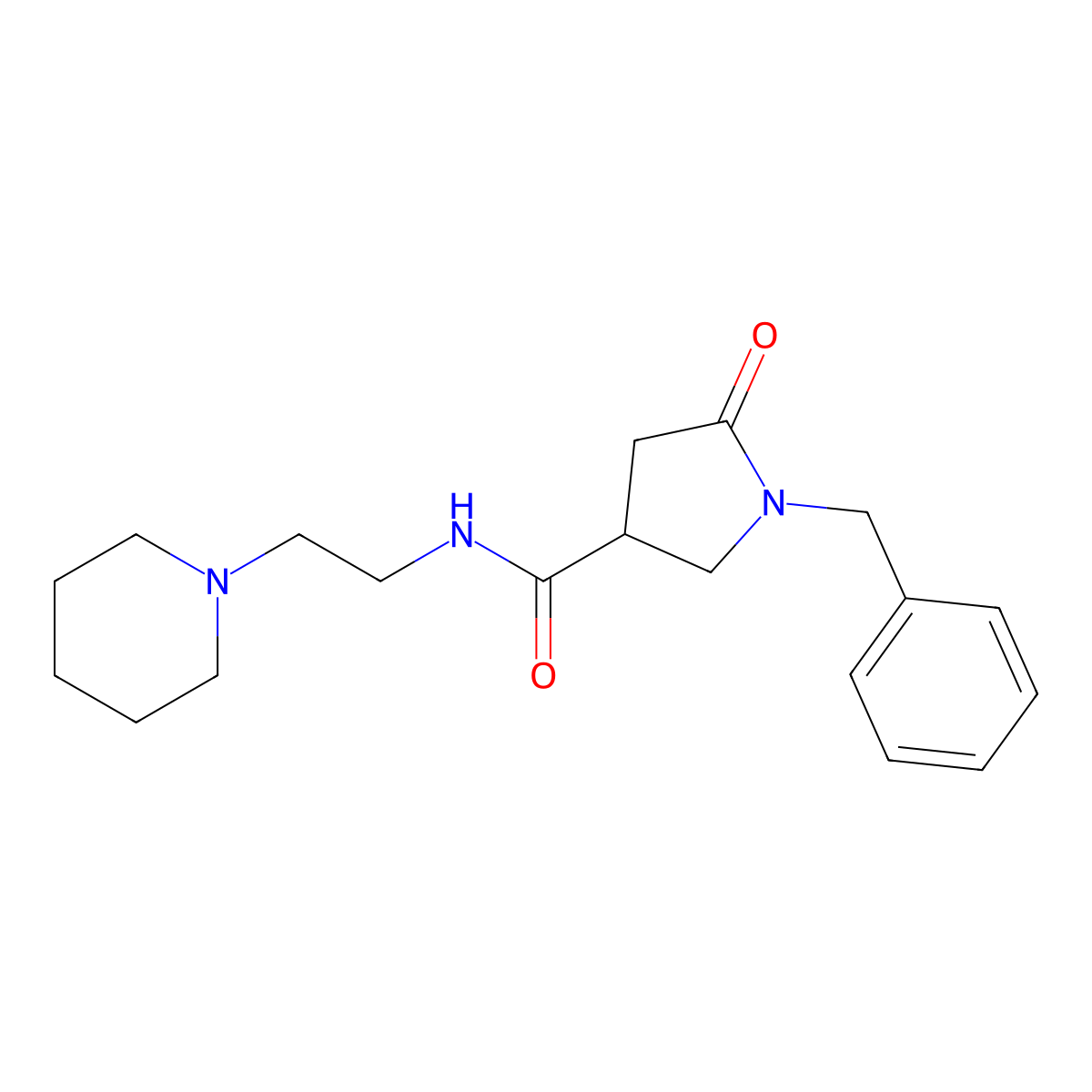 1-benzyl-5-oxo-N-[2-(piperidin-1-yl)ethyl]pyrrolidine-3-carboxamide molecular structure, CAS 1048886-61-8