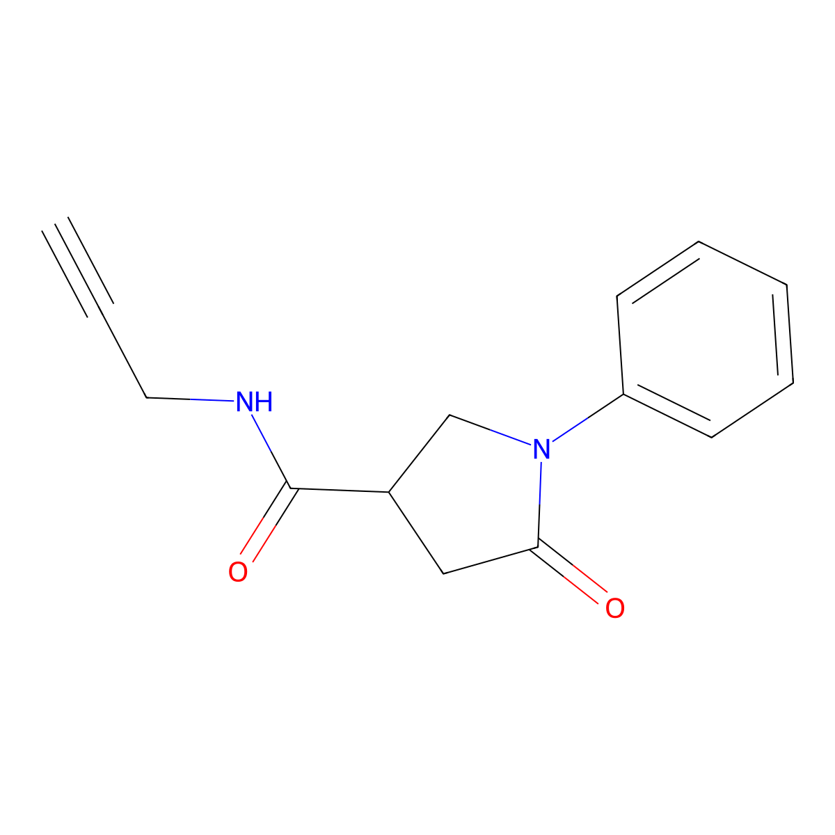 5-oxo-1-phenyl-N-(prop-2-yn-1-yl)pyrrolidine-3-carboxamide molecular structure, CAS 1048888-56-7