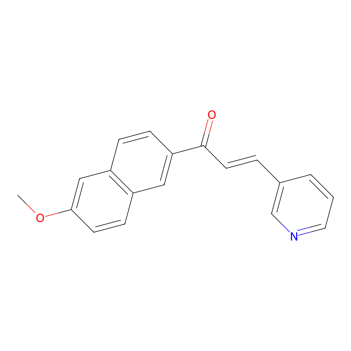 (E)-1-(6-Methoxynaphthalen-2-yl)-3-pyridin-3-ylprop-2-en-1-one molecular structure, CAS 104890-70-2
