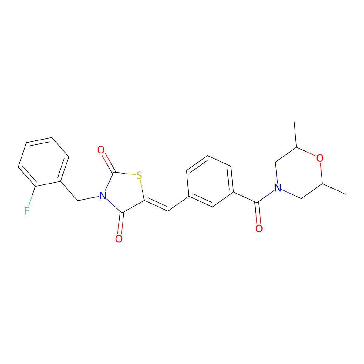 5-[[3-[(2,6-Dimethyl-4-morpholinyl)carbonyl]phenyl]methylene]-3-[(2-fluorophenyl)methyl]-2,4-thiazolidinedione molecular structure, CAS 1048912-42-0