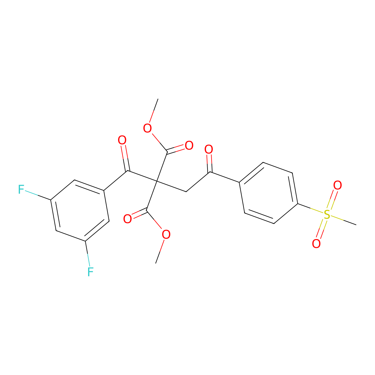 Dimethyl 2-(3,5-difluorobenzoyl)-2-(2-(4-(methylsulfonyl)phenyl)-2-oxoethyl)malonate molecular structure, CAS 1048912-57-7