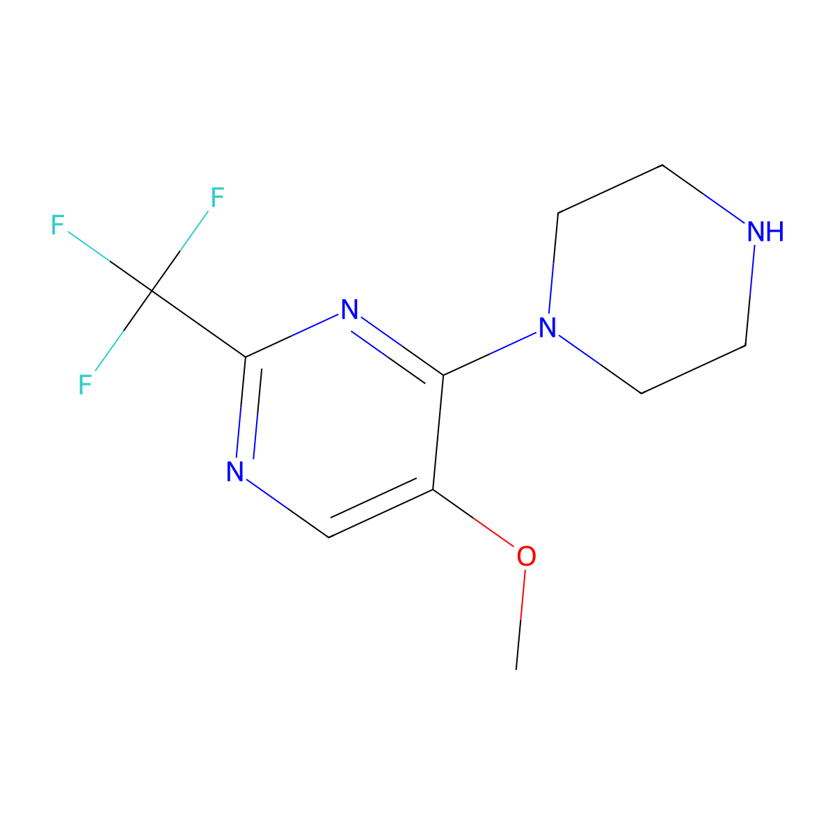 5-Methoxy-4-(piperazin-1-yl)-2-(trifluoromethyl)pyrimidine molecular structure, CAS 1048912-73-7