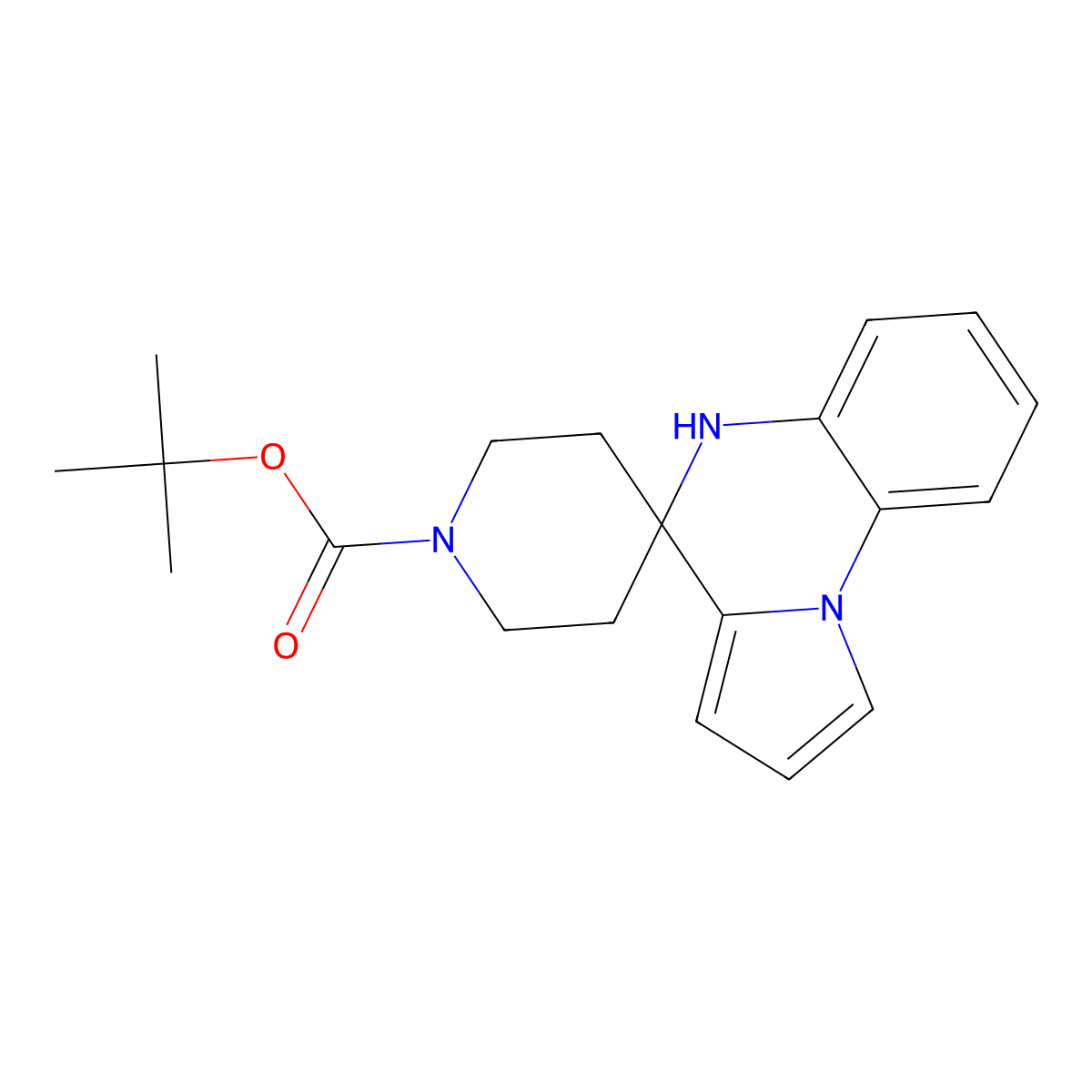 tert-butyl 5'H-spiro[piperidine-4,4'-pyrrolo[1,2-a]quinoxaline]-1-carboxylate molecular structure, CAS 1048912-97-5