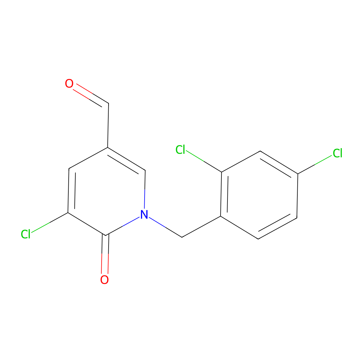 5-Chloro-1-(2,4-dichlorobenzyl)-6-oxo-1,6-dihydro-3-pyridinecarbaldehyde molecular structure, CAS 1048913-46-7