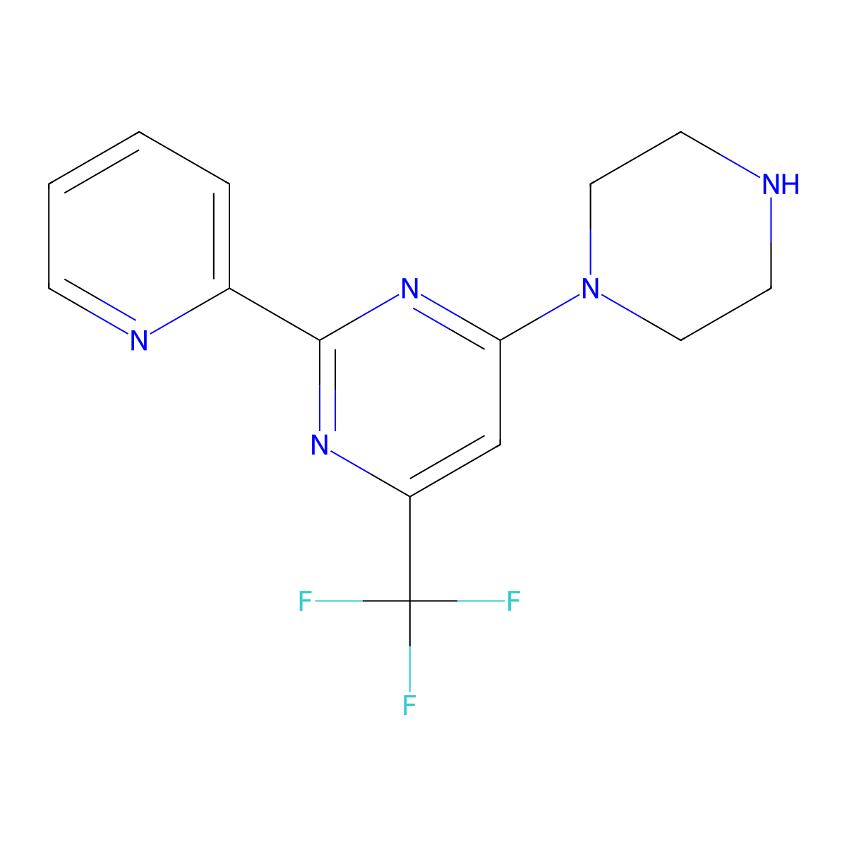 4-Piperazino-2-(2-pyridinyl)-6-(trifluoromethyl)pyrimidine molecular structure, CAS 1048913-94-5
