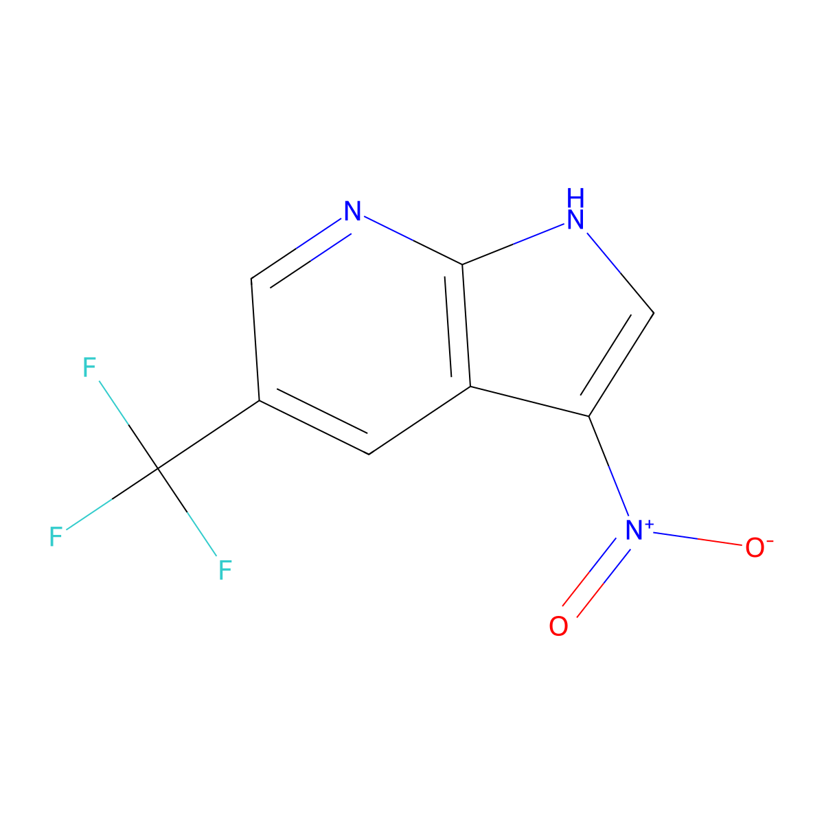 3-nitro-5-(trifluoromethyl)-1H-pyrrolo[2,3-b]pyridine molecular structure, CAS 1048914-26-6