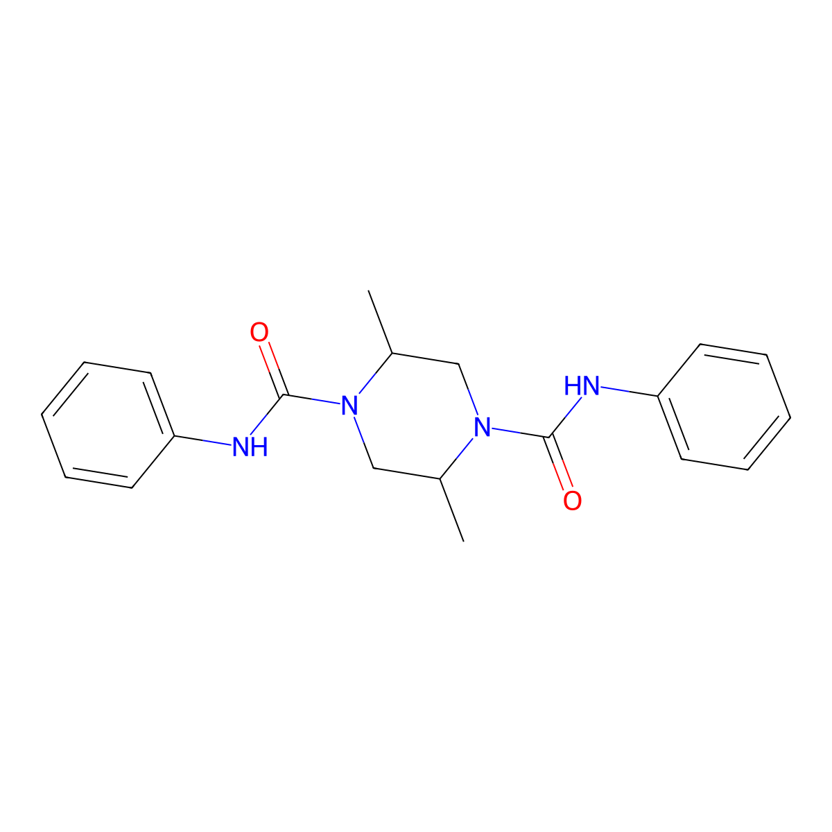2,5-dimethyl-N1,N4-diphenylpiperazine-1,4-dicarboxamide molecular structure, CAS 1048915-01-0