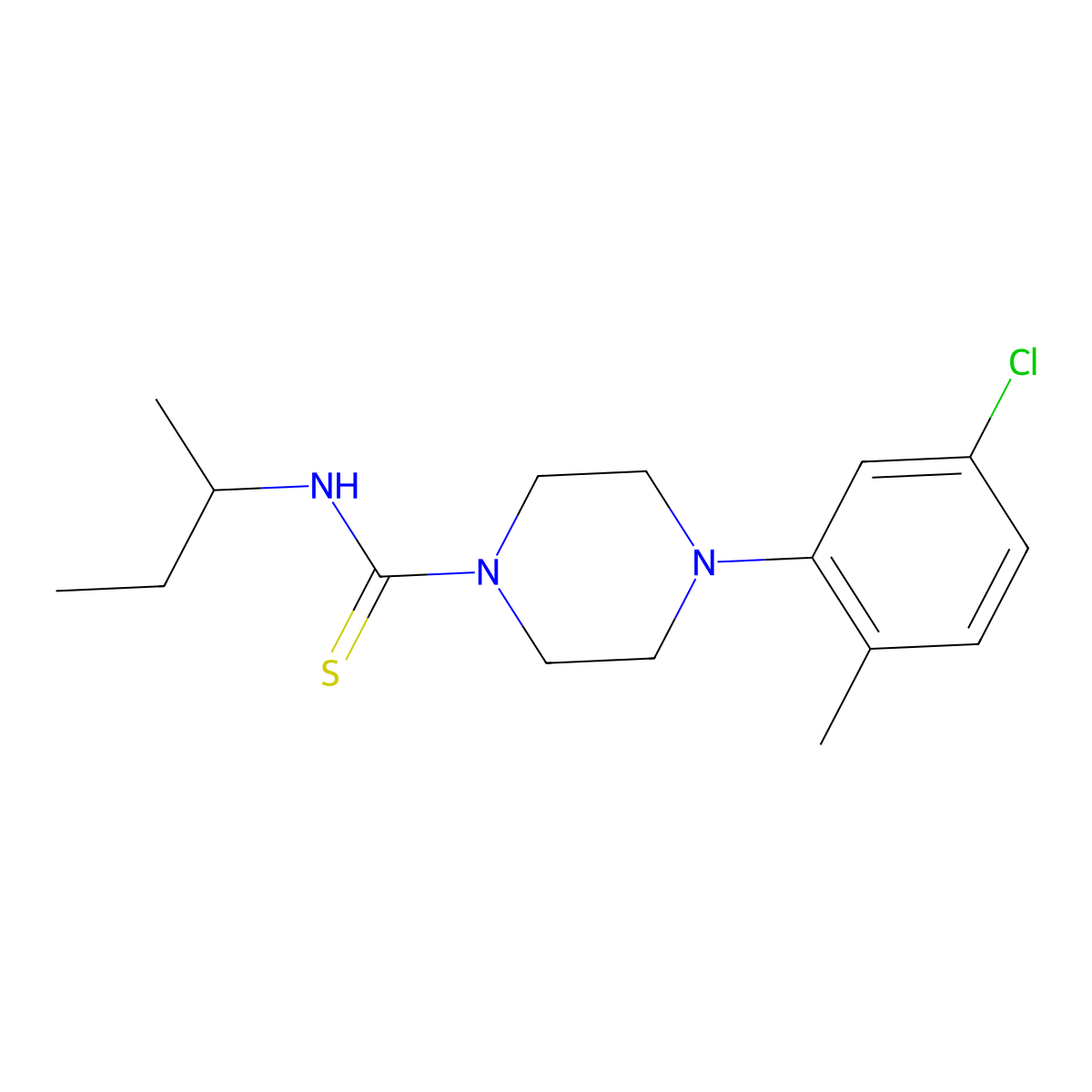 N-(butan-2-yl)-4-(5-chloro-2-methylphenyl)piperazine-1-carbothioamide molecular structure, CAS 1048915-80-5