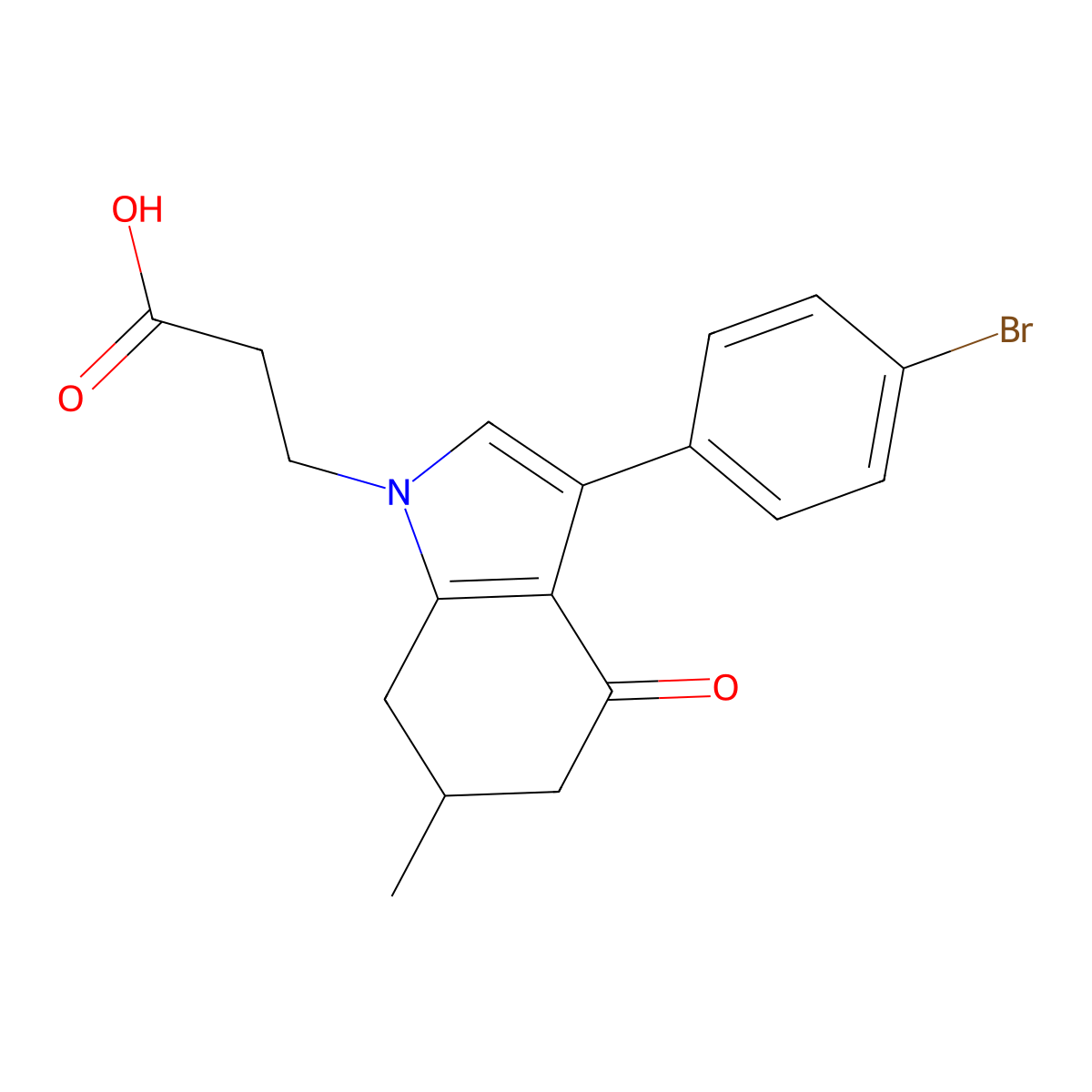 3-[3-(4-bromophenyl)-6-methyl-4-oxo-4,5,6,7-tetrahydro-1H-indol-1-yl]propanoic acid molecular structure, CAS 1048915-92-9