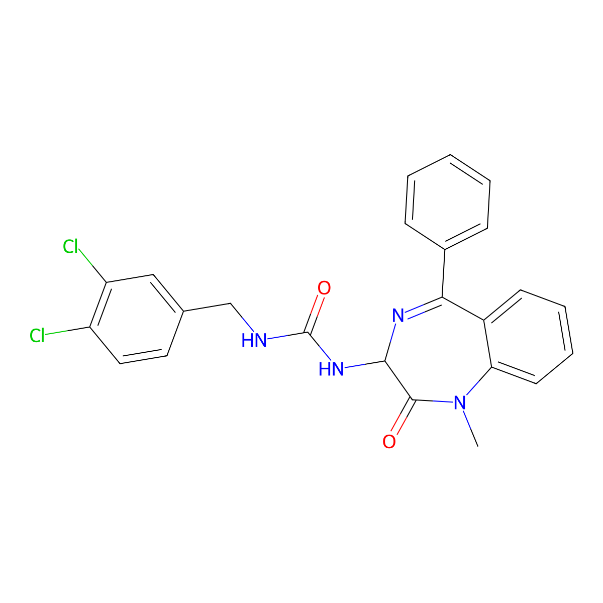 1-[(3,4-dichlorophenyl)methyl]-3-(1-methyl-2-oxo-5-phenyl-2,3-dihydro-1H-1,4-benzodiazepin-3-yl)urea molecular structure, CAS 1048916-20-6