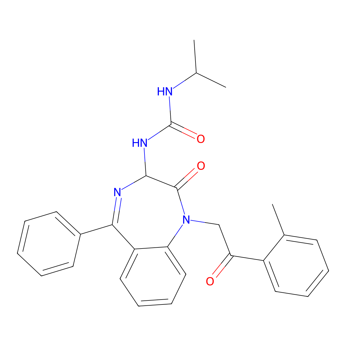 1-{1-[2-(2-methylphenyl)-2-oxoethyl]-2-oxo-5-phenyl-2,3-dihydro-1H-1,4-benzodiazepin-3-yl}-3-(propan-2-yl)urea molecular structure, CAS 1048916-28-4